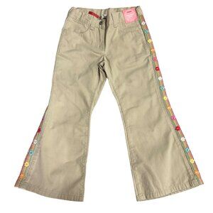 Gymboree Girls Pants Size 4 Embroidered Adjustable Waist Beige NWT